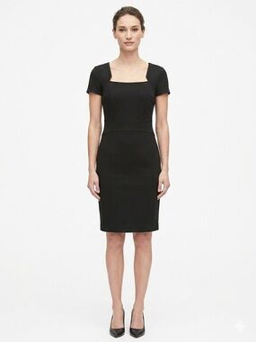 Banana Republic Classic Black Square-Neck Sheath Dress